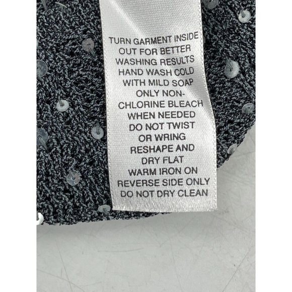 AK Anne Klein Women's Silver Gray Knit Sequins Long Sleeve Sweater Size Small - Picture 6 of 9